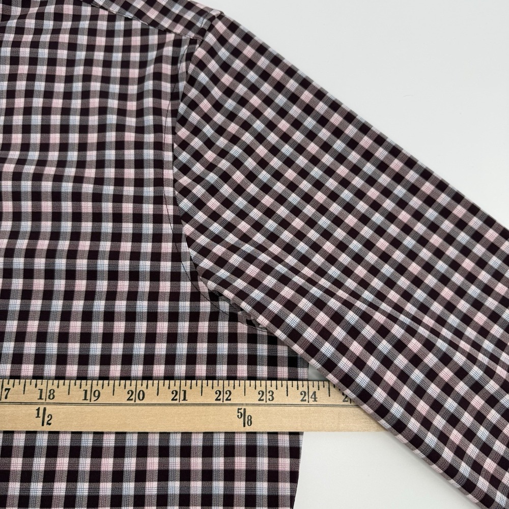 Mizzen+Main Leeward Shirt Men's XL Trim Burgundy Plaid Stretch - Picture 4 of 10